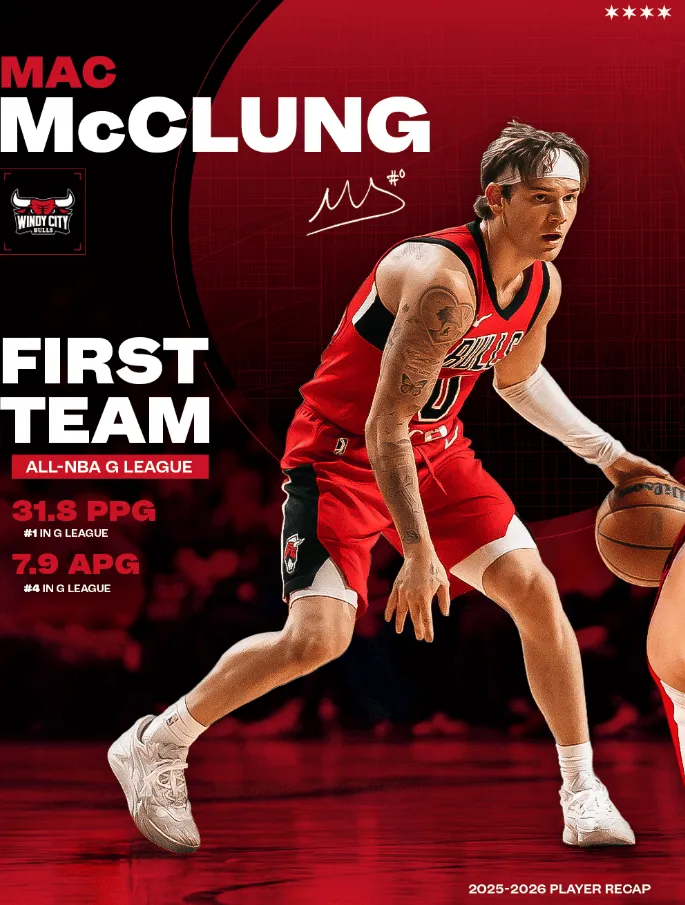 GA黄金甲登录入口-MVP+一阵!公牛官方:祝贺麦克朗入选发展联盟最佳阵容一阵